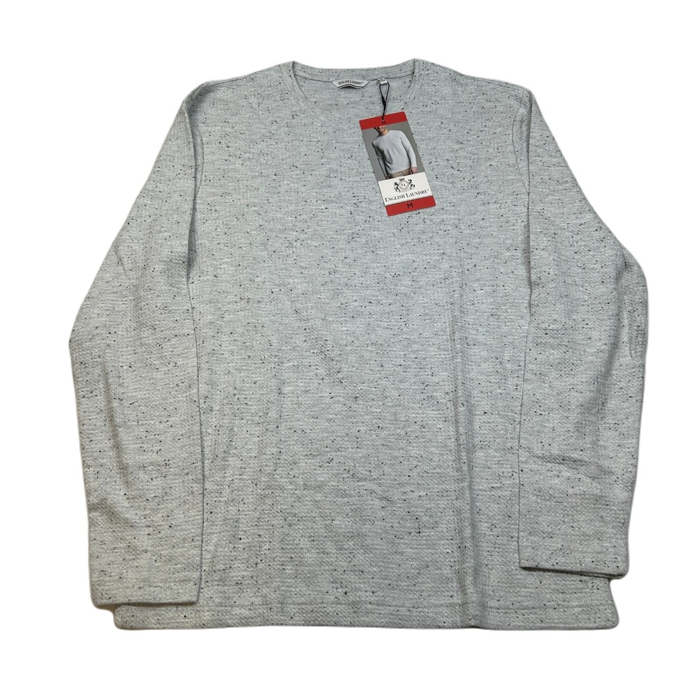 English‎ Laundry Thermal Shirt Mens Medium Grey Comfort Stretch Long Sleeve NEW